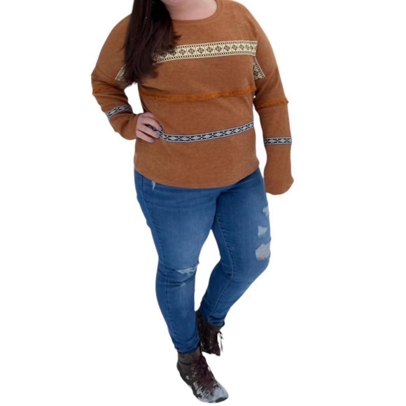 And the Why Aztec Fringe Sweater, Size 1X - Like New! - Picture 1 of 5
